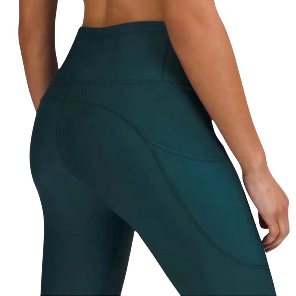 Lululemon Fast and Free Fleece Ligned Leggings Teal Blue Size 6 - Picture 3 of 16